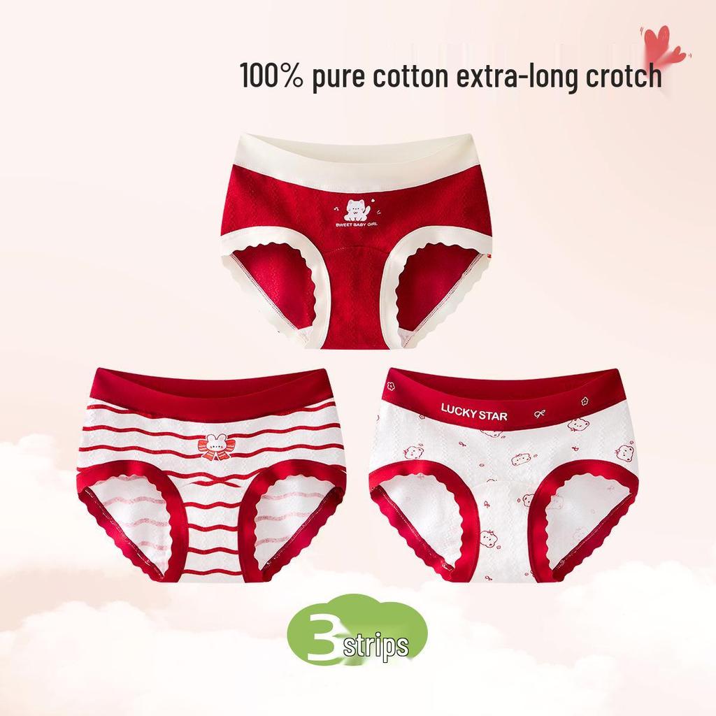 Culottes en Coton Pur pour Filles Année du Cheval – Rouge, Classe A, Coupe Douce, Ne Pince Pas