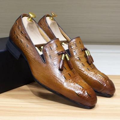 Módní Ručně vyráběné Mokasíny Pánské Business Casual Kožené boty Špičaté Třásně Krokodýlí vzor Módní Trendy společenské boty Pánské 2024 Jaro