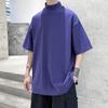 Mens Loose Solid Color Short Sleeve Basic Casual Bottoming T Shirt
