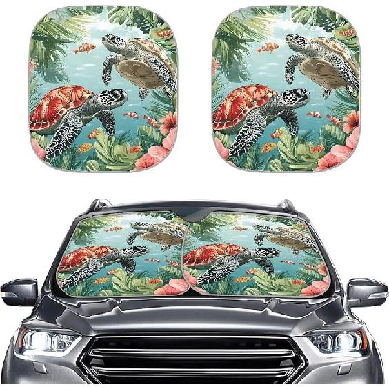 KEIAHUAN Customized Auto Front Window Visor Sun Shade Universal Windshield Sunshade for Car Truck SUV 2-Piece