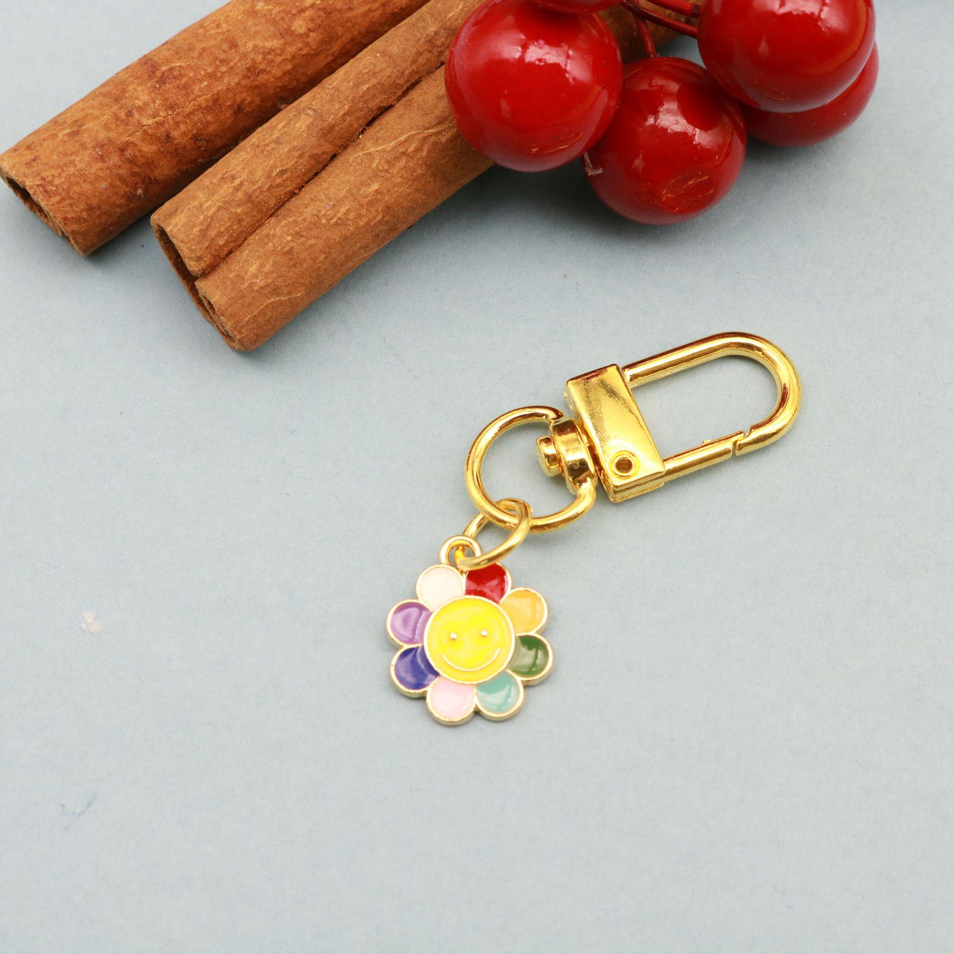 Colorful Drip Oil Flower Keychain Pendant Jewelry