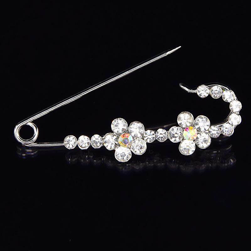 Elegant Rhinestone Flower Brooch and Silk Scarf Buckle - Trendy Lapel Pin Accessory Zhenyao Jewelry