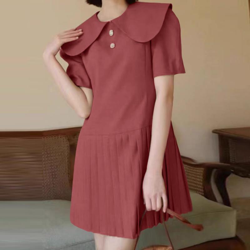 

ZANZEA Женское повседневное летнее платье с коротким рукавом и кукольным воротником 5XL камео розовый