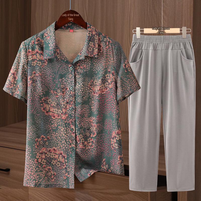Elderly Women's Lightweight Summer Blouse Set