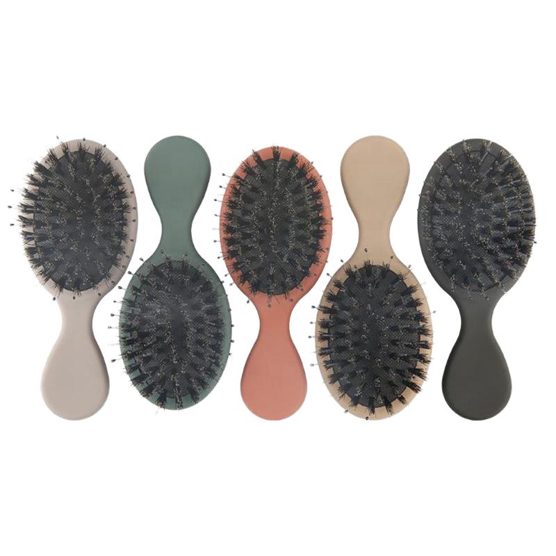 UUYP Customized Logo Mini Ionic Paddle Hair Detangle Brush with Cotton Bag Case Packaging Bulk Boar Bristle Model T002