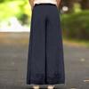 Pantaloni Casual da Donna alla Moda in Cotone e Lino Ricamati a Doppio Strato con Gamba Dritta