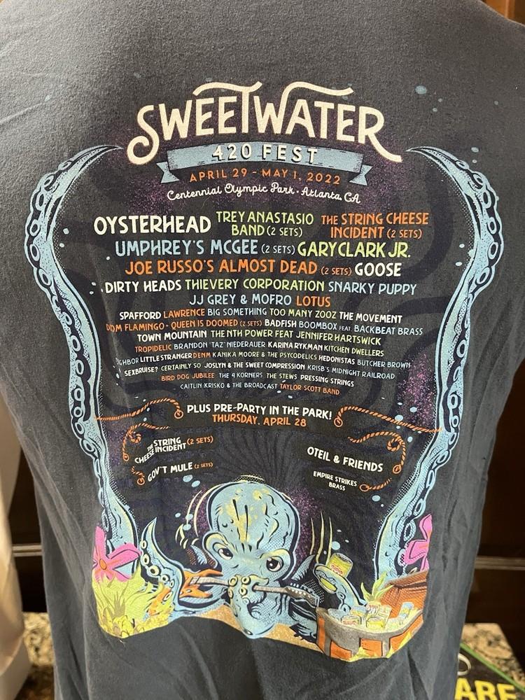 Sweetwater 420 Fest 2022 - T-shirt Blue Large Oysterhead Goose The Stews Unisex T-Shirt XXXL