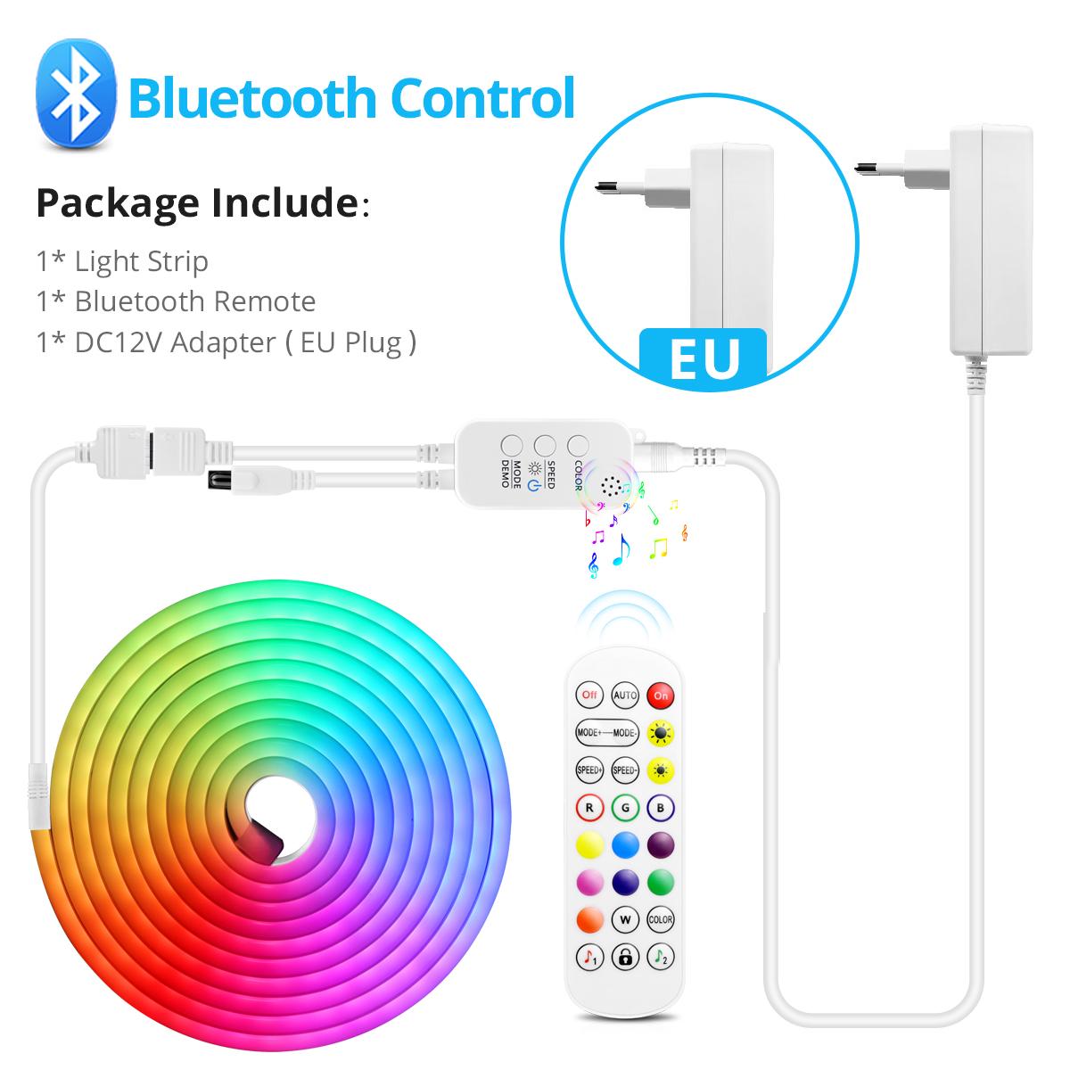 

Світлодіодна стрічка Fairy 12 В з пультом дистанційного керування Bluetooth 1-5 М RGB стрічка для неонової лампи для декоративного освітлення Ambilight з адаптером ЄС або США 1M-EU Plug
