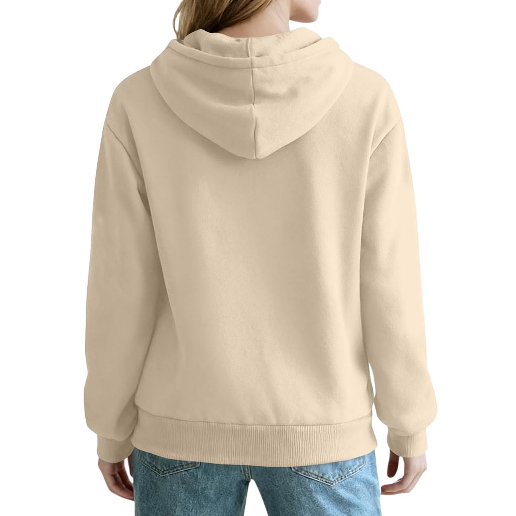 Women's Loose Comfortable Casual And Fashionable V-neck Rugby Print Long Sleeved Hooded Sweatshirt