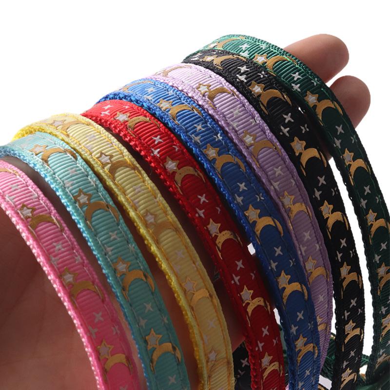 New Pet Dog Collar with Star Moon Pattern Gold Plated Buckle and Bell for Cats Dogs  Dog Harness and Leash Set Dogs Accessoires