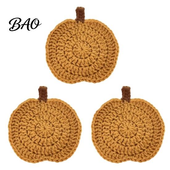 Durable Polyester Coasters Handmade Crochet Pumpkin Coasters, Soft Coffee Mats, Gift for Housewarming Autumn Themed Farmhouse Dining Accessories
