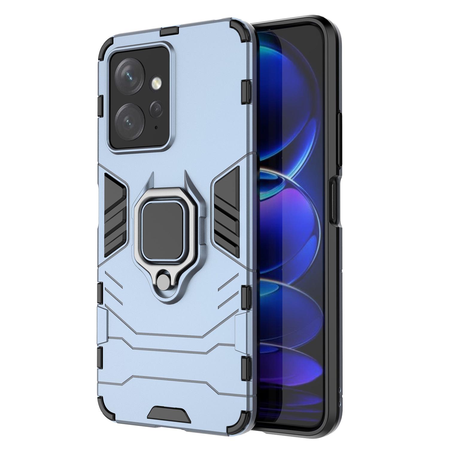 

For Xiaomi Redmi Note 12 4G TPU+PC Phone Cover Ring Holder Kickstand Phone Case Blue