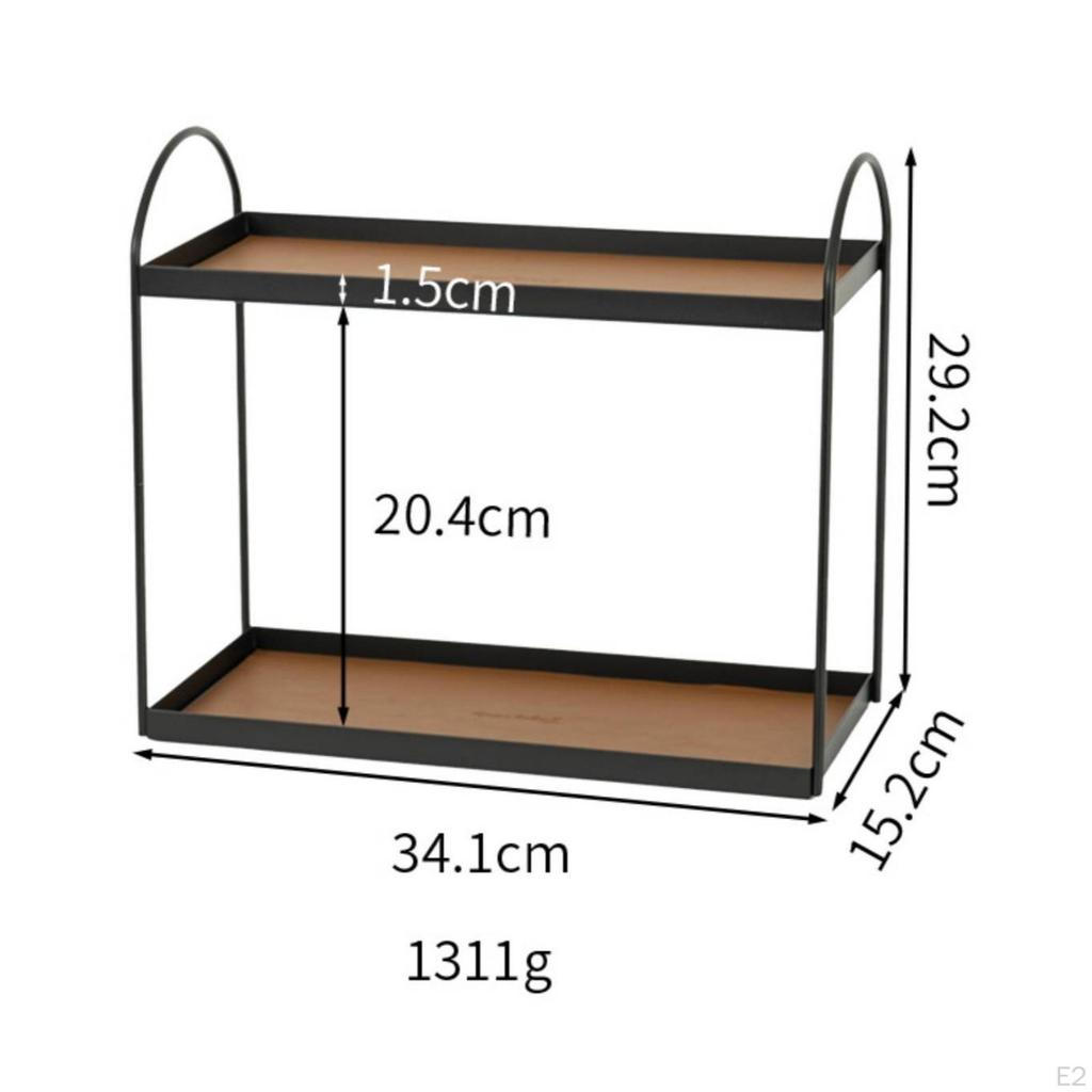 Tabletop Storage Rack TwoTier Countertop Organizer with Handles Metal Shelf for Washroom Counter,