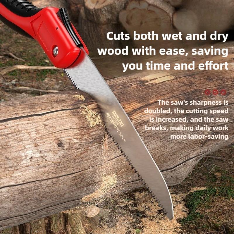 1 Portable Folding Hand Saw for Gardens and Outdoor Use - Ergonomic Alloy Steel Blade, Double-Edged
