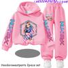 TZWY2026 Autumn KP Op  Girls Print Clothing Children Hoodie 2pcs Set Pants Suit Kids Tracksuit Splice Sport Tracksuits