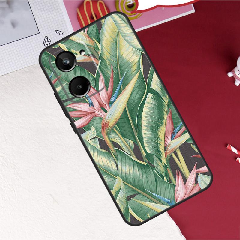 Retro Banana Leaf Plant For Realme C75 C71 C55 C53 C67 C61 C33 C63 C51 C65 GT7 15 Pro 10 11 12 13 14 Pro Plus Case