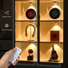 RGB LED Cabinet Light Magnetic Rechargeable Spotlight Remote Control Dimmable Wardrobe Display Case Lamp Type-C Charging