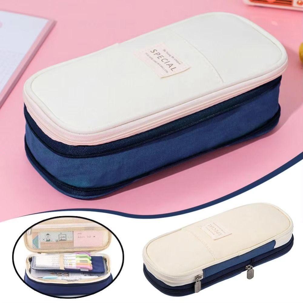Diagonal Simple Student Pen Bag Polyester Macaron Pencil Case Storage Pencil Bag Student Learning