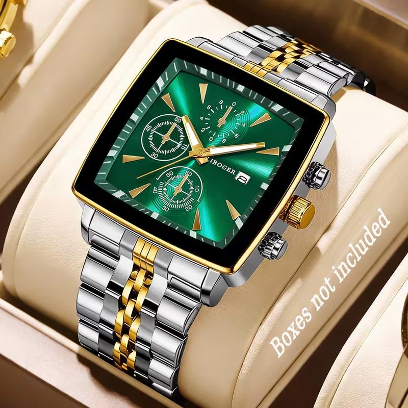 Xiaomi Luxury Square Dial Men Quartz Wristwatch Fashion Stainless Steel Man Business Watches With Calendar Reloj Hombre (Without Box)