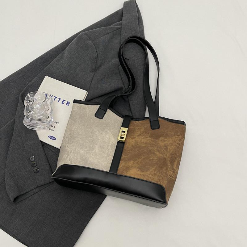 

Stylish Black And Coffee Tote Bag For Women With Vintage Design And Large Capacity