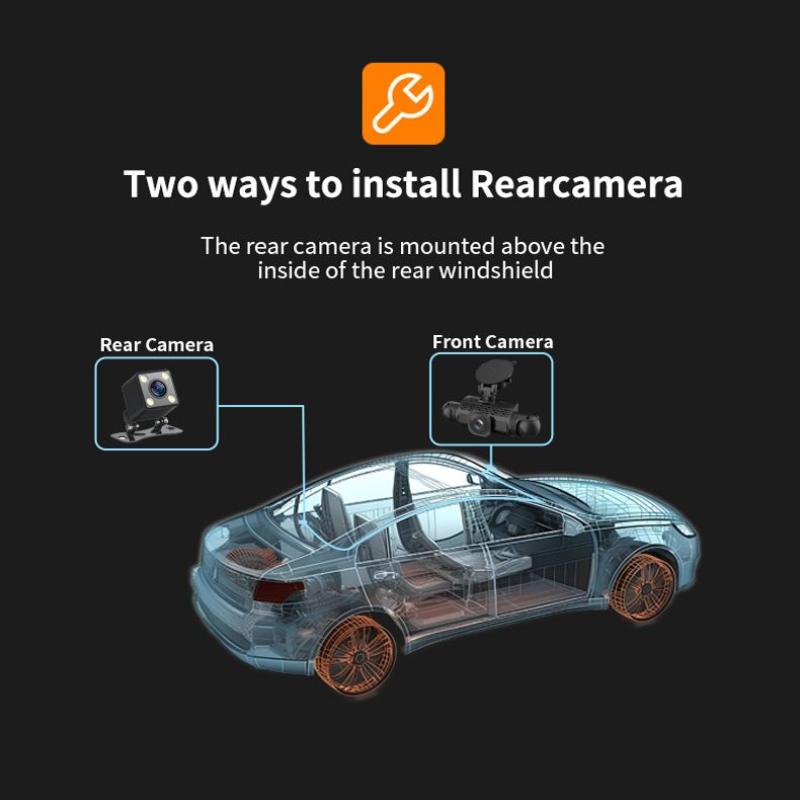 Dash Cam per Auto 3/4 Canali Scatola Nera Telecamera di Guida FHD Anteriore Sinistra Destra Posteriore Visione Notturna Registrazione in Loop