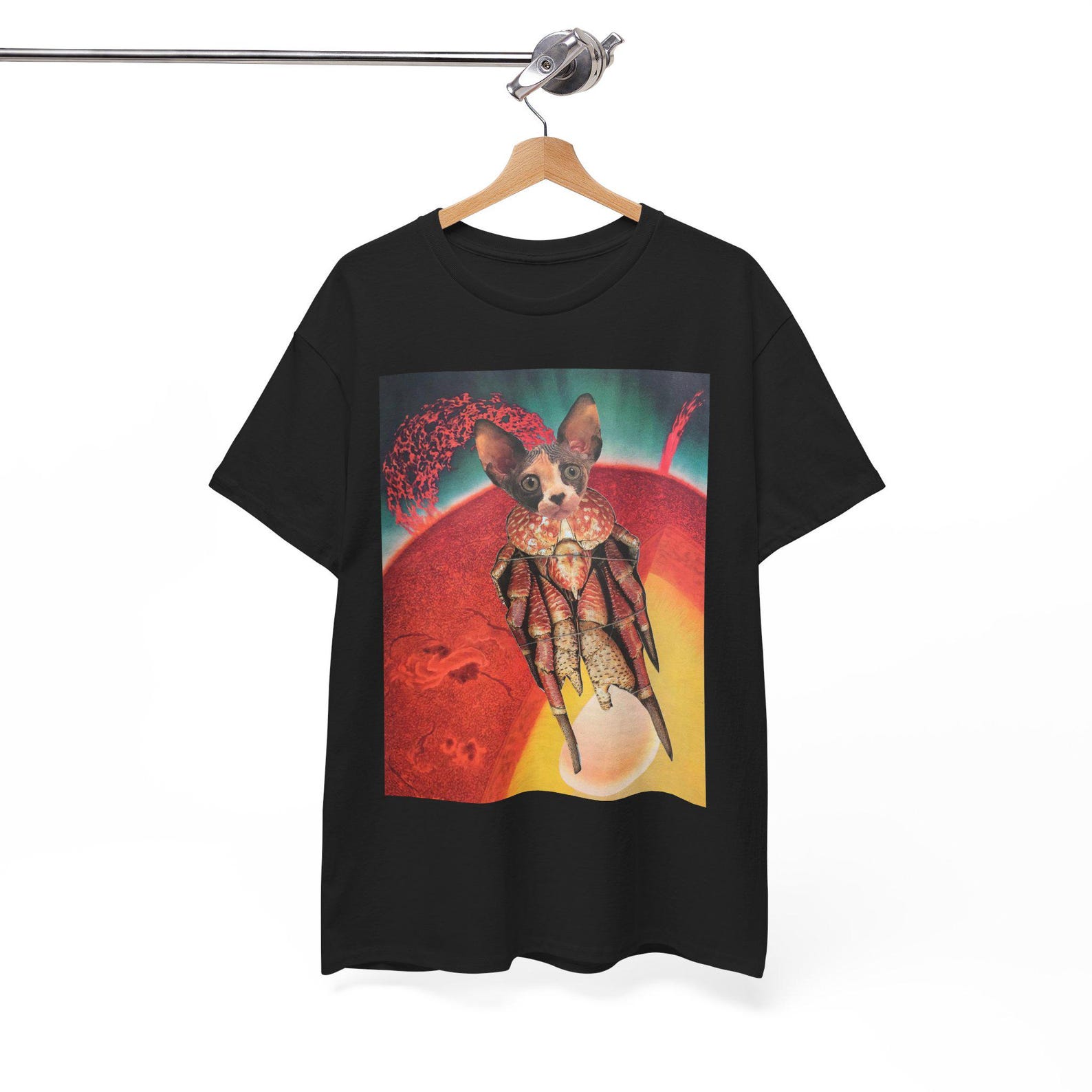 Surreal Cat Alien T-Shirt | Cosmic Sphynx Collage Art Tee | Sci-Fi Space Cat Graphic Shirt | Weird Art Unisex T Shirt S