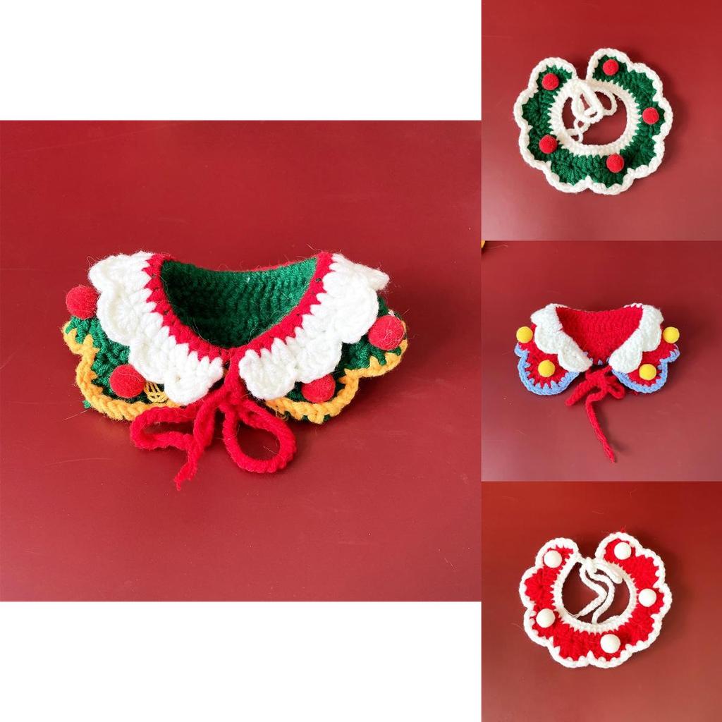 Festive Christmas Pet Collar Scarf Set For Dogs And Cats With Colorful Knitted Design