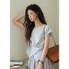 Misu Women's Retro Knit Irregular Hem T-Shirt
