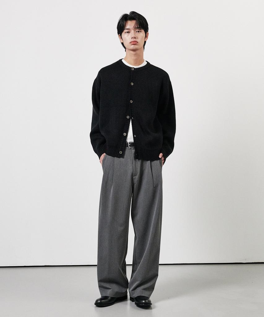 WHOLOVESART [Summer Fabric Added] Double-Pleat Wide Slacks Gray