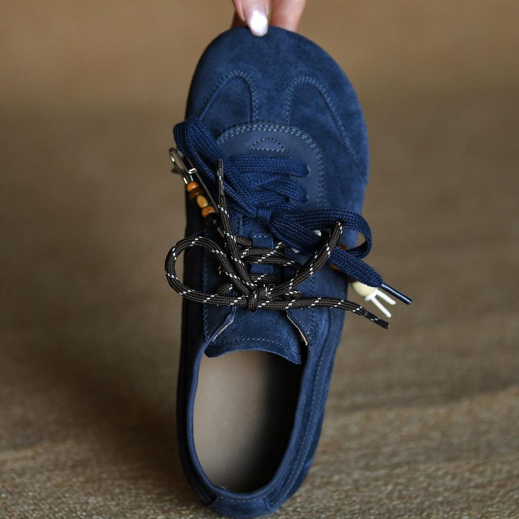 Piel suave esmerilada azul Zapatos de entrenamiento alemanes moda femenina zapatos casuales 2025 nuevo principios de otoño retro Forrest Gump zapatos de mujer zapatos de vestir