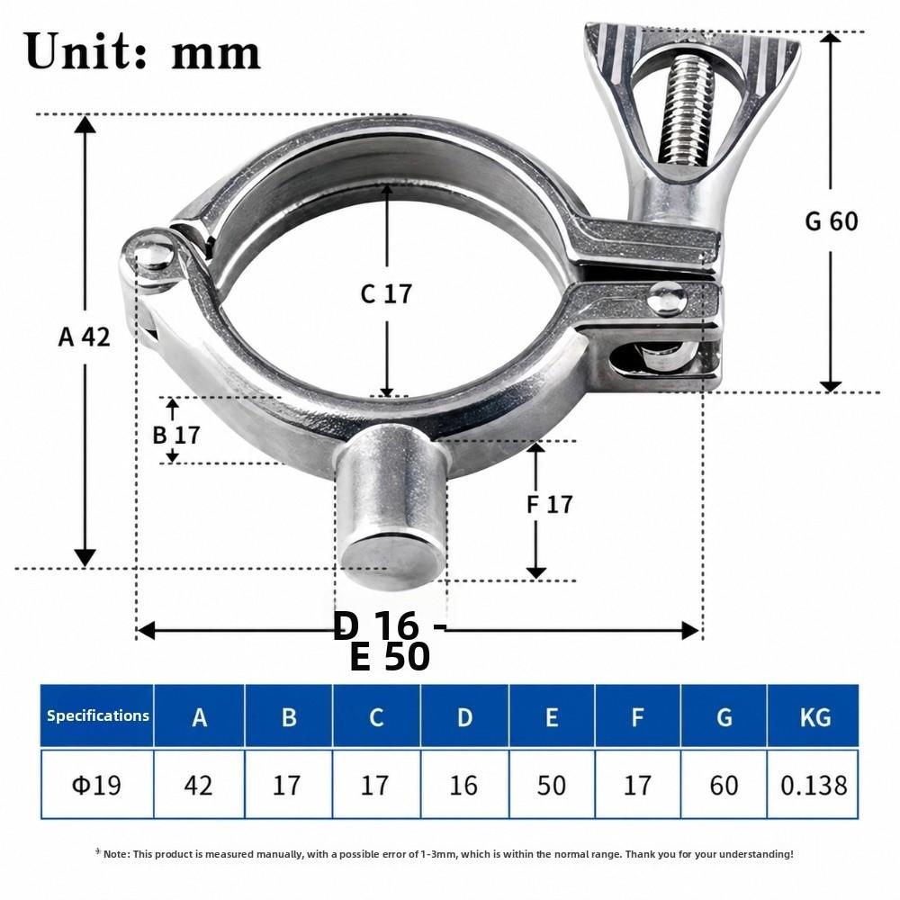 Durable Pipe Clamp Type Holder Water Pipe Fixing Clips  Pipe Fittings Φ19 Light