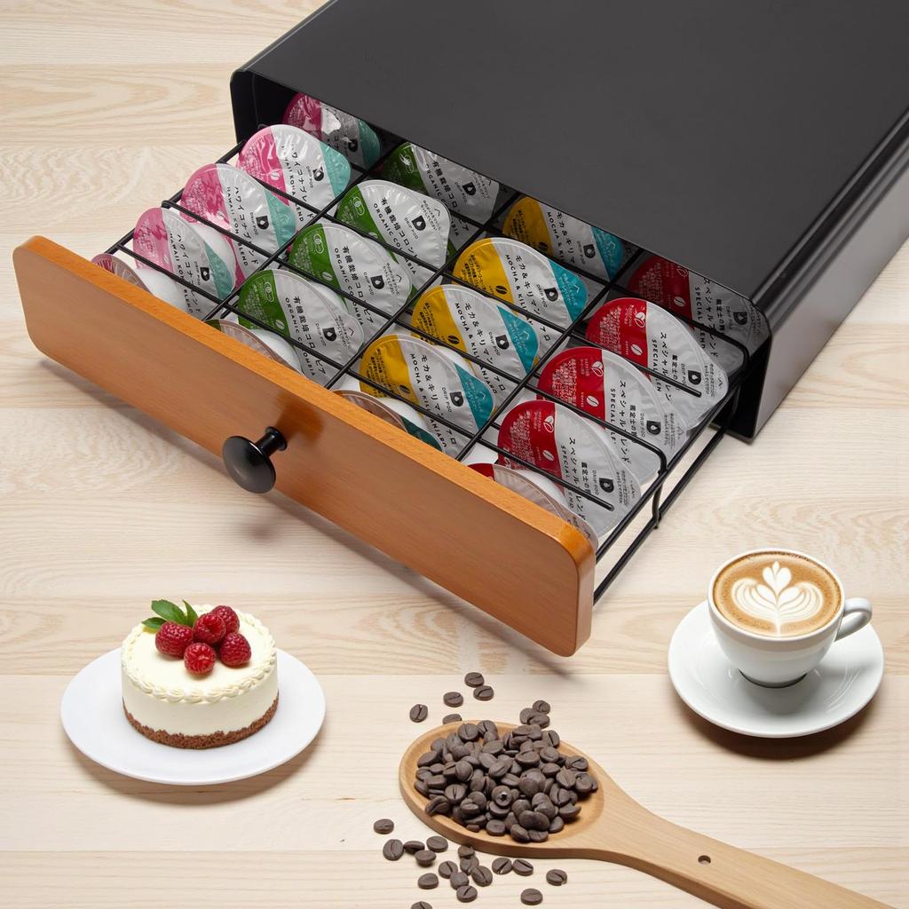 Horevo UCC Drip Pod Coffee Capsule Storage Drawer, Coffee Capsule Organizer, Single Drawer Holder, Metal, Holds 32 Capsules.