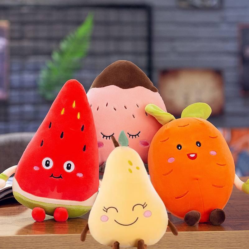 Cute Strawberry Watermelon Carrot Pear Plush Toy For Kids 25cm Height Gift