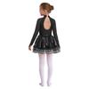 Mädchen Metallic Tutu Kleid Pailletten Durchsichtiges Mesh Langarm Design Schlüsselloch Rücken Funkelndes Tanzkostüm