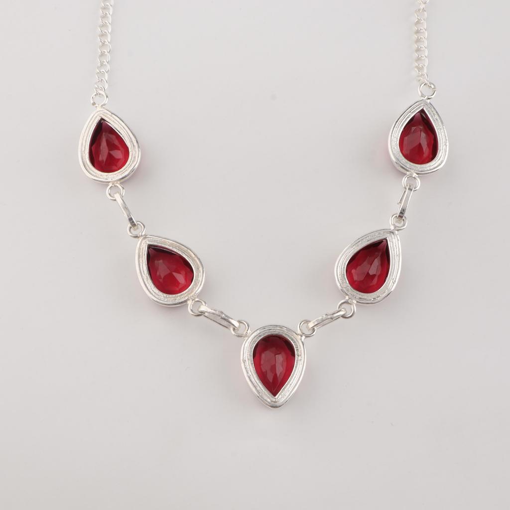 Rosa Rubellit Edelstein Silber Halskette 925 Sterling Silber Handgefertigter Silberschmuck Für Frauen RN-1-9