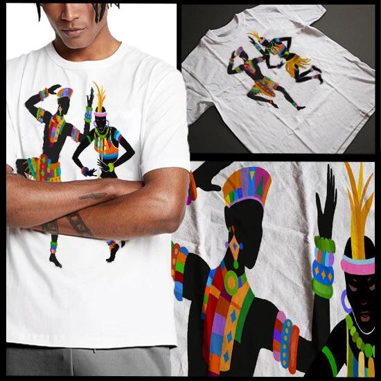 

African Traditional Festival Dance T-Shirt Africa Tribal Dance Short Sleeve Tee 3XL