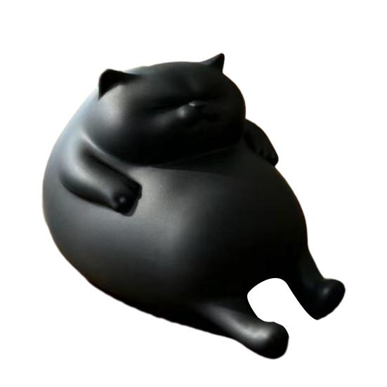 Office Desk Accessories 3D Printed Fat Cat Figurine, Cute Lazy Statue, Room Decor Aesthetic Minimalist Tabletop Ornament for And Shelf Decorations