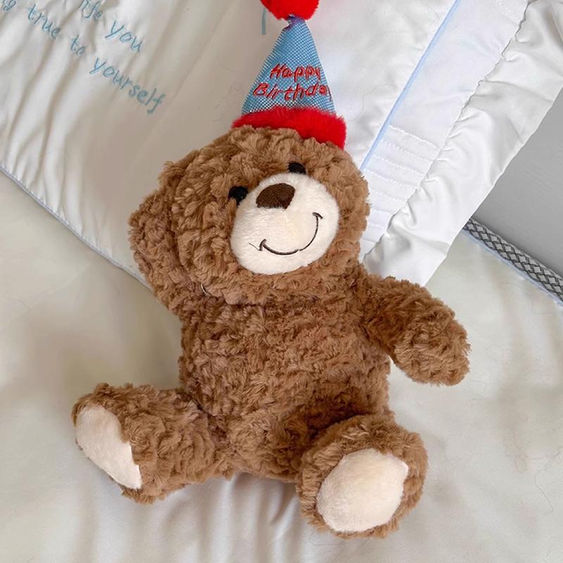 Birthday Teddy Bear Plush Toy Stuffed Animal Birthday Hat Cute Home Decor Children Boys Girls Birthday Gifts