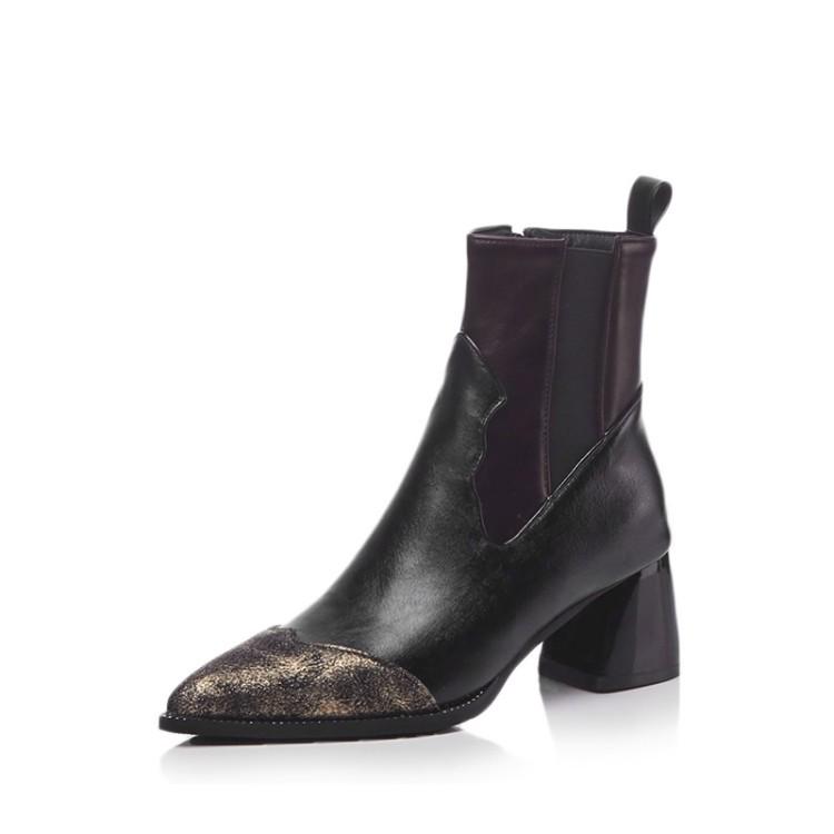 

Модный тренд весна-осень 2018, ретро, простой, повседневный, с темпераментом, с острым носком, на толстом каблуке, ботильоны мартин на квадратном каблуке 34 чёрный