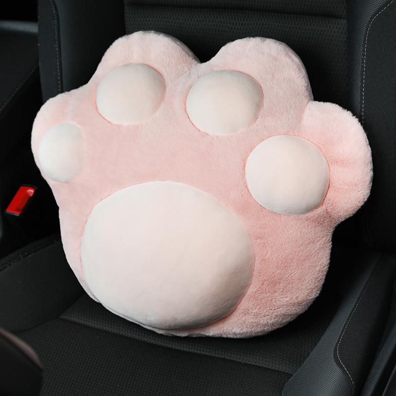 Cute Cat Paw Car Neck and Lumbar Support Headrest Pillow - Plush Backrest Decoration