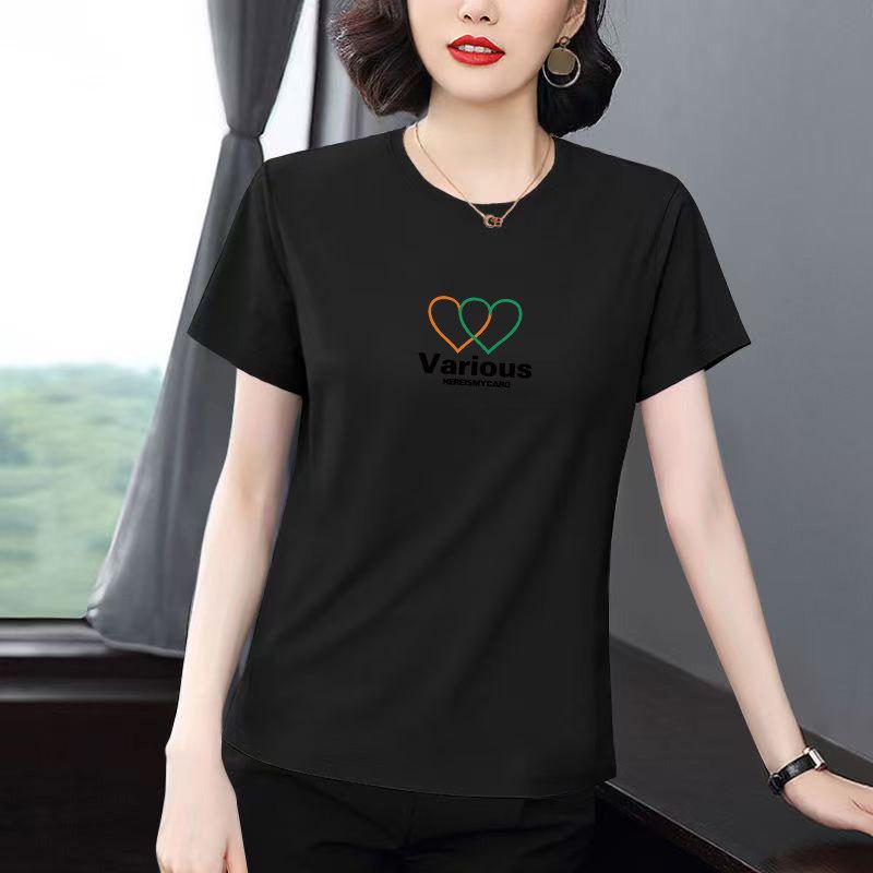 Women's Korean Style Loose Fit Short-Sleeve Round Neck T-Shirt - Versatile Plus Size Summer Top