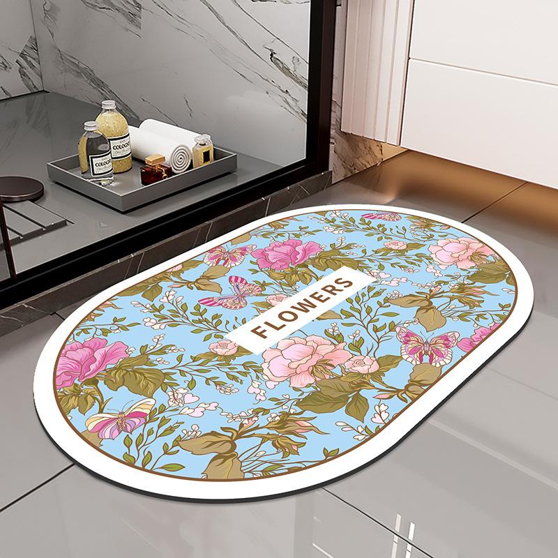 Quick-drying Mat Rose Bathroom Door Non-slip Anti-fouling Mat Bathroom Absorbent Quick-drying Carpet Toilet Mat