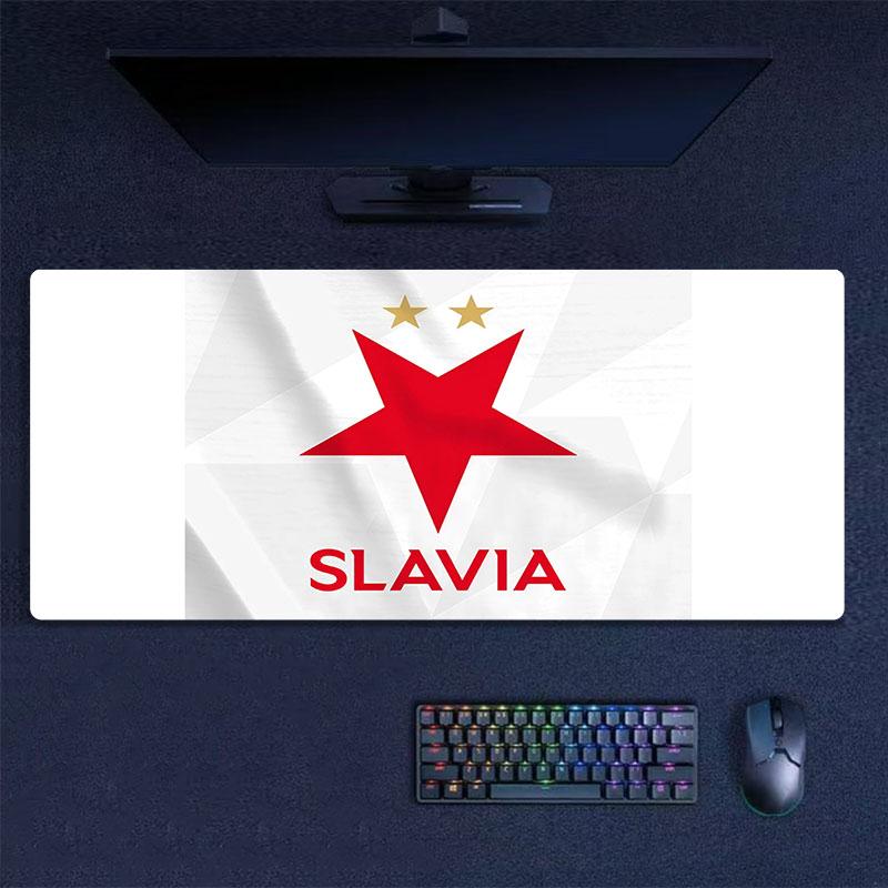 Podložka pod myš SK Slavia Praha, Velká herní podložka na stůl, Protiskluzová podložka pod myš XXL pro notebook a tablet, Podložka pod mini PC se šitými okraji
