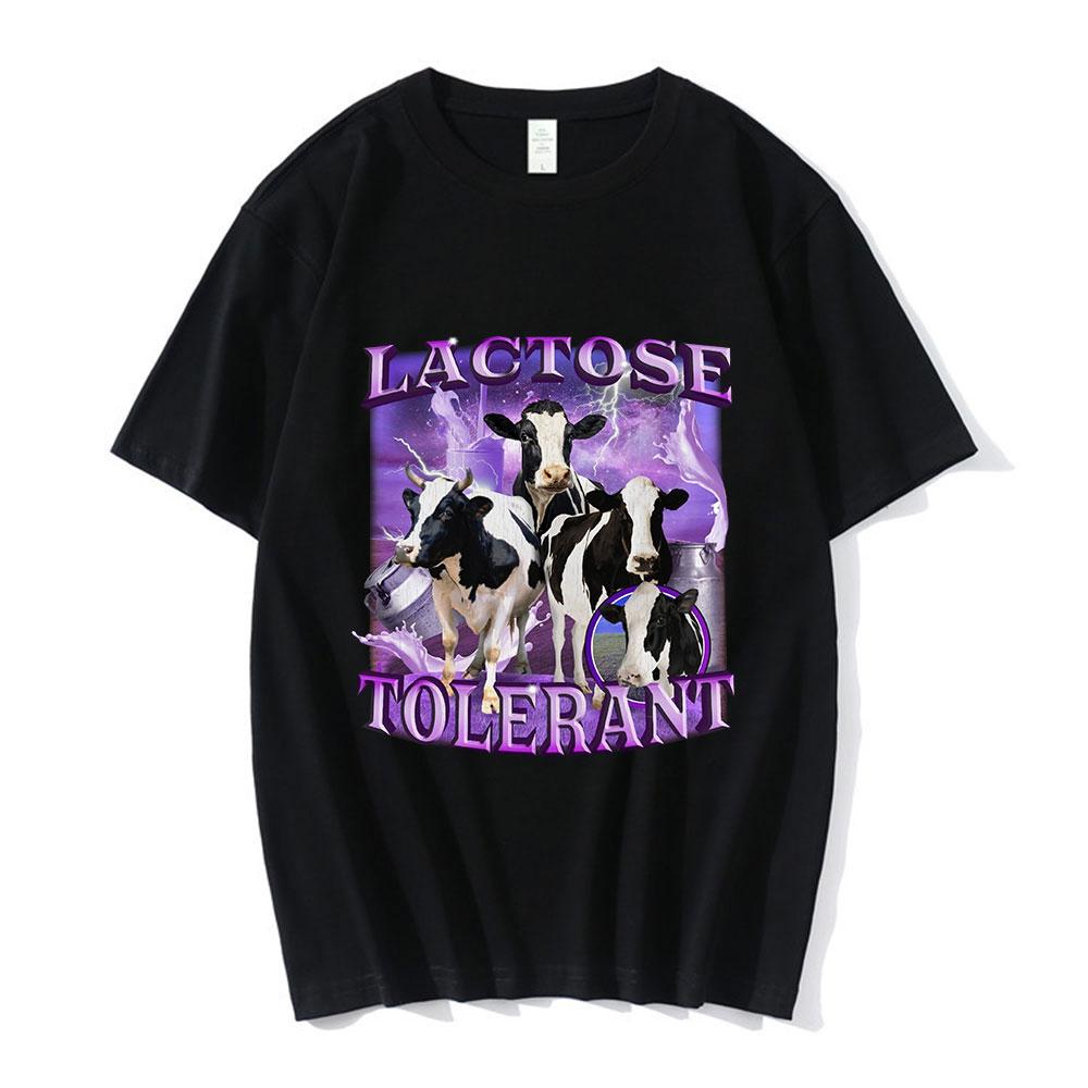 Lactose Tolerant Funny Meme Graphic TShirt Unisex Vintage Fashion Short Sleeve Tshirts Casual Cozy T Shirts S