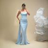 Elegantes Temperament, Promi-Stil, High-End-Design, Bandeau-Oberteil, Rüschen, Falten in der Taille, figurbetontes Meerjungfrauenkleid, langes Kleid, neu