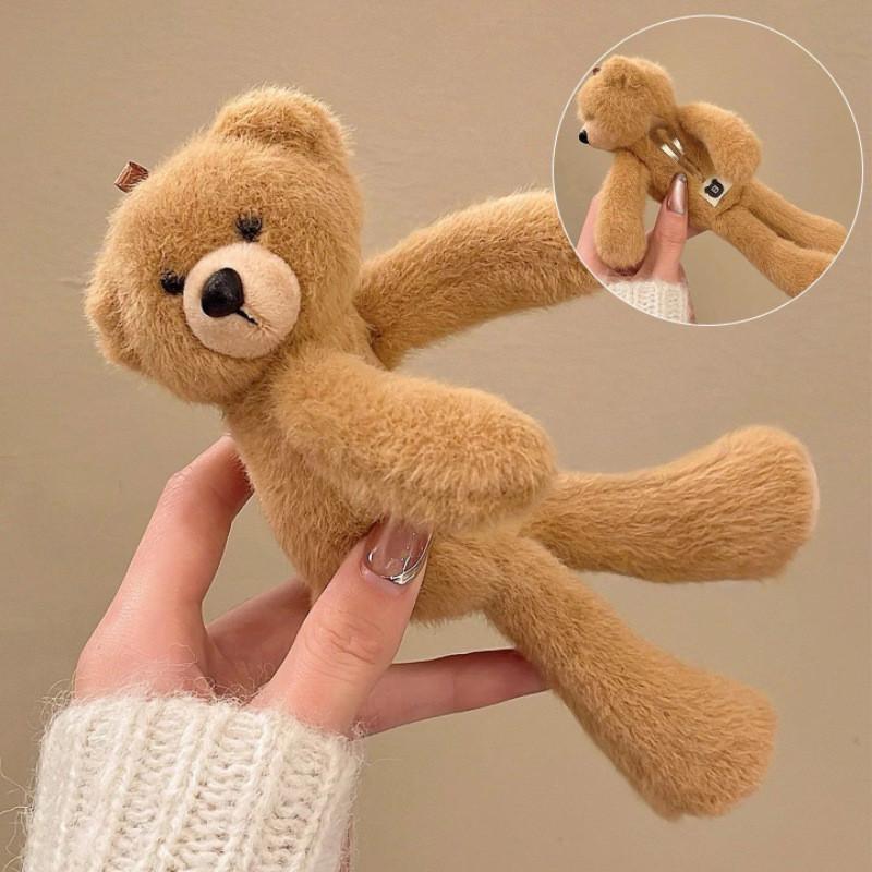 Bear Plush Hair Clip For Women With Cute Animal Design For Spring Hair