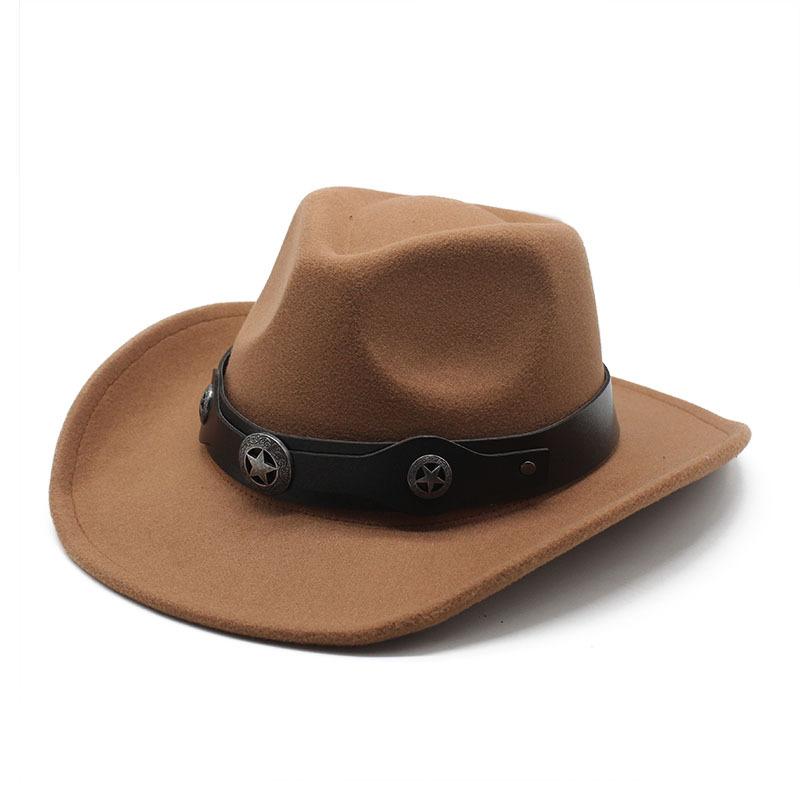 Western Cowboy Felt Hat Tibetan Top Hat Men'S And Women'S Jazz Hat, Woolen Hat