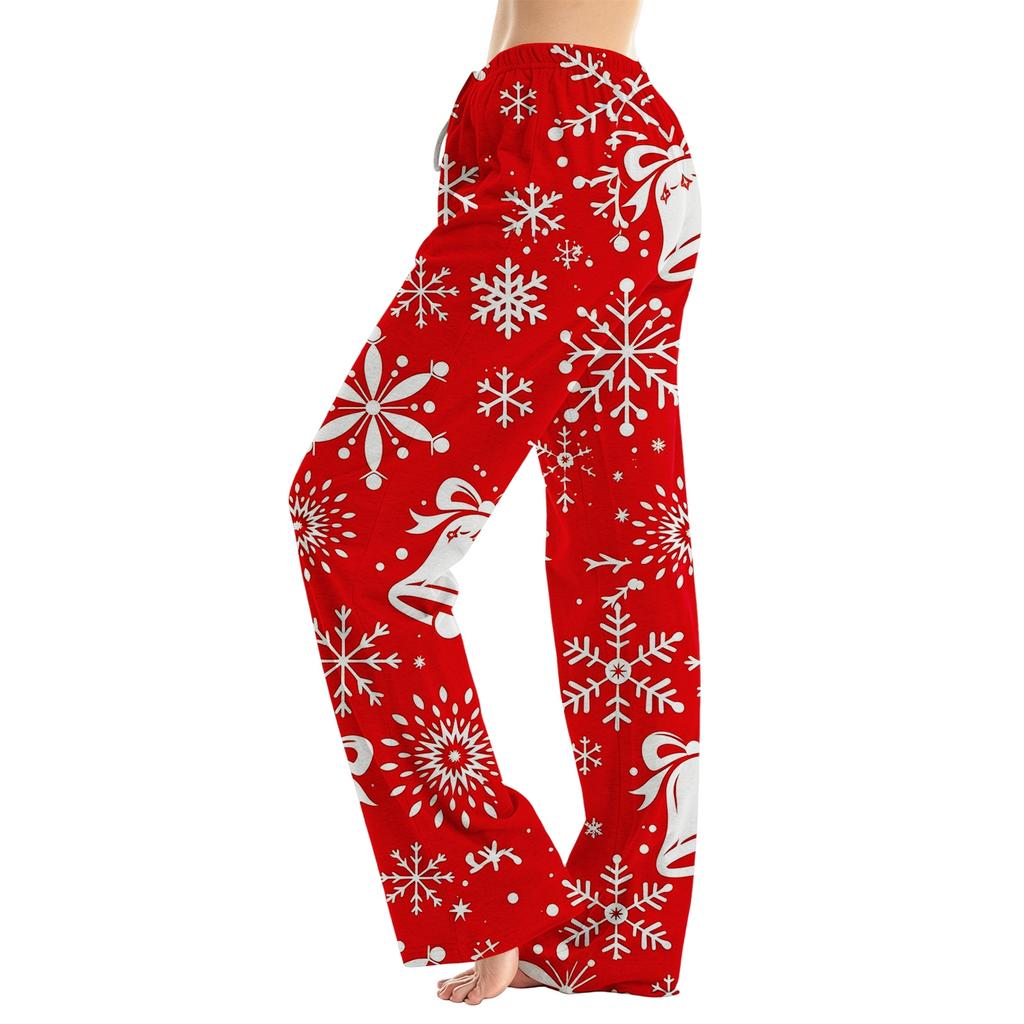 Women's Christmas Print Loose Fit Pajama Pants for Sleep and Home Relaxation