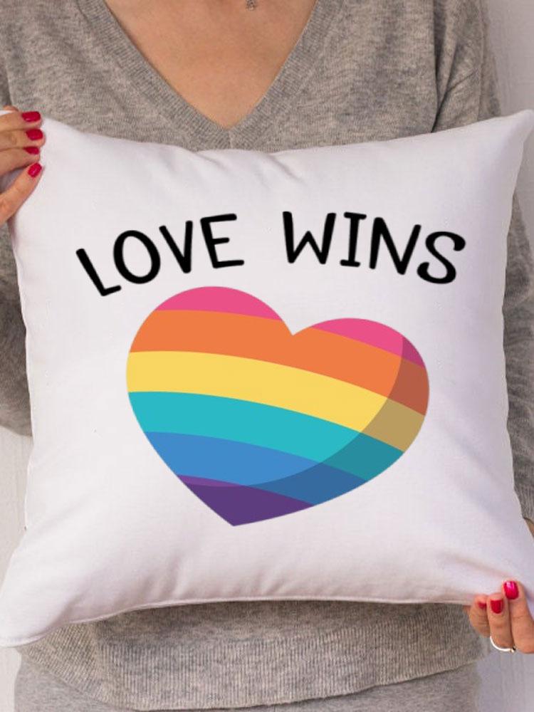 Rainbow Love Wins Pillow Cover for New Couple Bedroom Home Decor Love Pillowcase Tic Tac Toe Love Wedding Gift Pillows 45*45CM