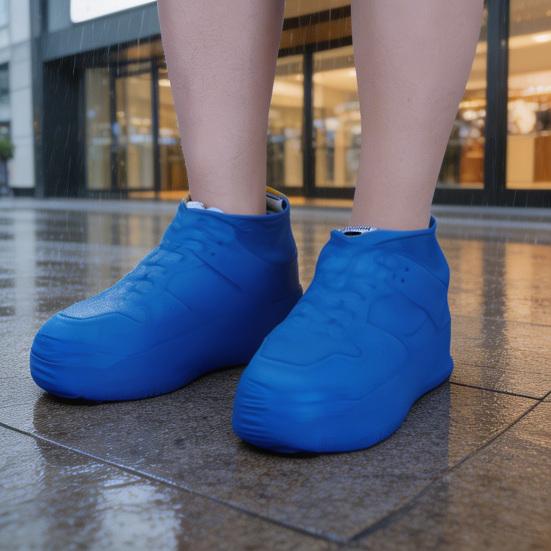 1 Pair Waterproof Shoe Cover Outdoor Non-slip Overshoes Galoshes Reusable Foldable Rain Boot Shoes Protector Cover for Men Women
